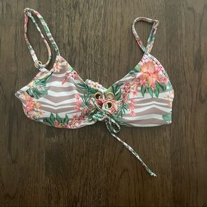 L*SPACE Floral and Zebra Print Bikini Top
